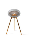 Le Feu Ground Wood High Nickel Dome bio-ethanol haard met Rose Gold basis.