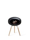 Le Feu Ground Wood Low Black Dome met houten basis en vlammenspel