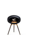 Le Feu Ground Wood Low Black Dome met donker houten basis
