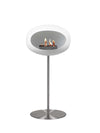 Le Feu Steel High White dome bio-ethanol haard met sfeervol vlammenspel en zilveren basis