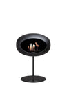 Le Feu Black Steel Low Dome bio-ethanol haard met zwarte basis en een sfeervol vlammenspel