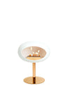 Le Feu White Steel Low Dome bio-ethanol haard meteen rose gold basis breed en een sfeervol vlammenspel