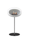 Le Feu Steel High White dome bio ethanol haard met sfeervol vlammenspel en zilveren met zwarte basis