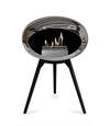 Le Feu Ground Wood Low Zilver Dome met zwarte basis en vlammenspel