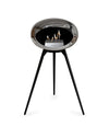 Le Feu Ground Wood High Zilver Dome met zwarte basis en vlammenspel