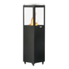 Green Flame pellet heater zwart BPH-003 met vlammenspel op terras