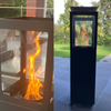 Green Flame pellet heater zwart BPH-003 close-up met veiligheidsglas